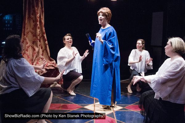 Vera Charles (Eleni Densmore) performs as a lady astronomer in Man in the Moon.